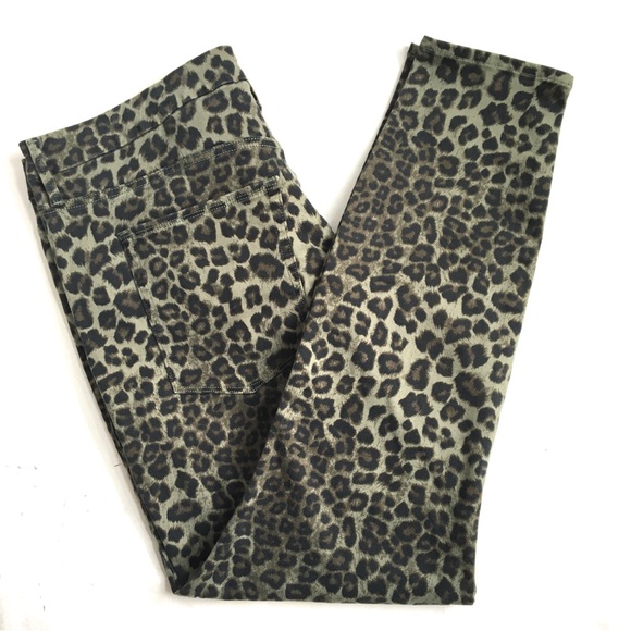 Good American Good Waist Crop Cheetah/Animal Print Green Jeans Size 20 - Picture 14 of 16
